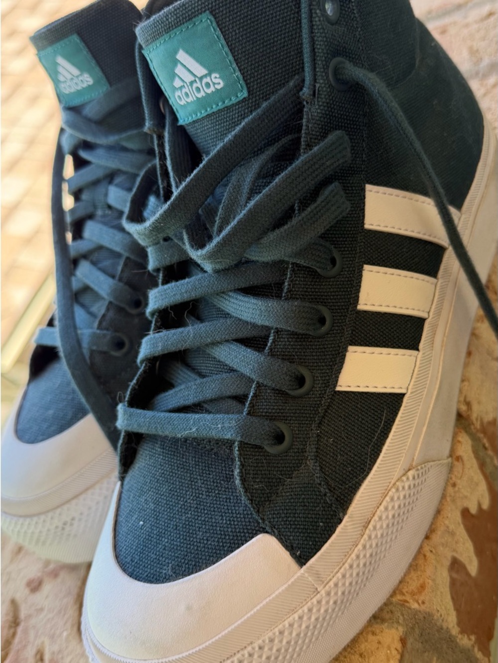Adidas Women's High-Top Sneakers in Dark Green and White